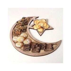 Moon Star Wood Serving Display Platter | Ramadan / Eid